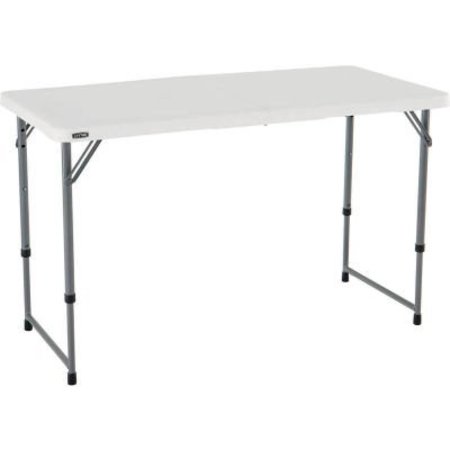 LIFETIME PRODUCTS Lifetime® Adjustable Height Plastic Fold-In-Half Table, 24" x 48", White 4428